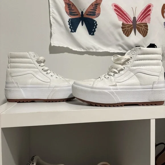 White High Top Platform Vans - Picture 4 of 5